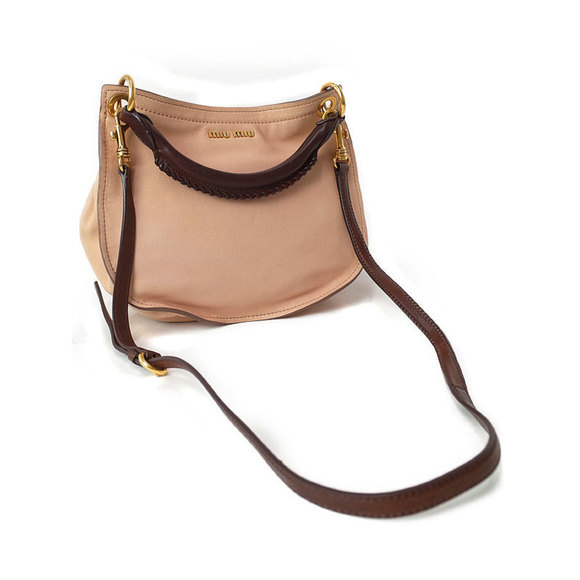 Miu Miu 2way Shoulder Bag Pink Beige Brown - Picture 2 of 9